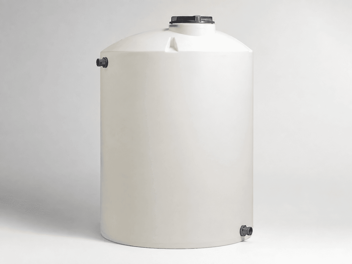 White vertical polyethylene storage tank