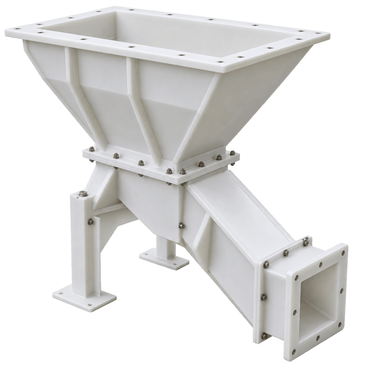 Custom-fabricated plastic hopper