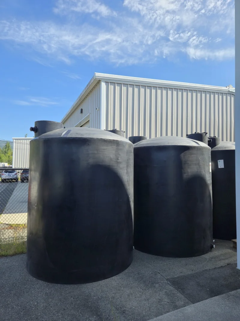 Black prebuilt plastic storage tanks